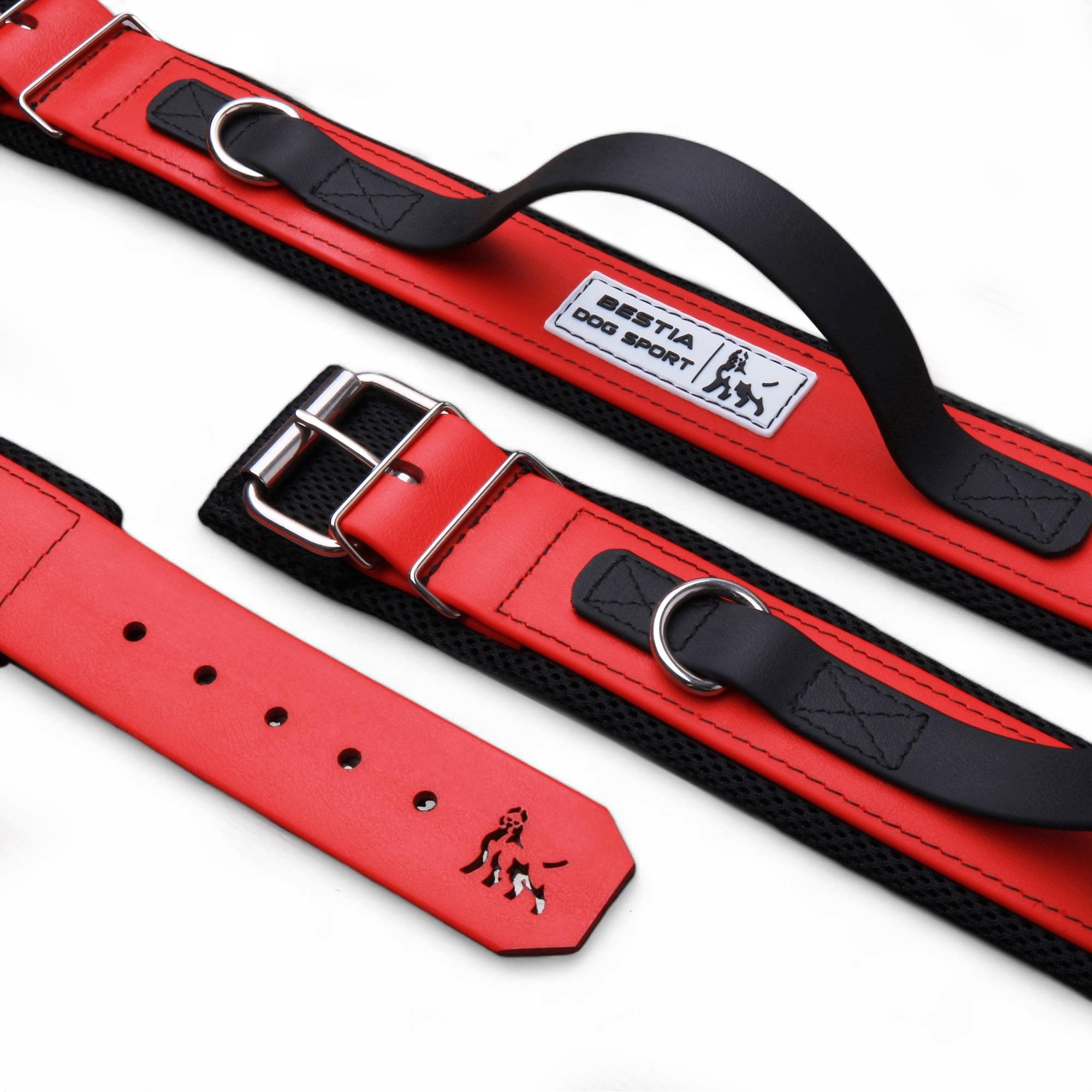 BESTIA DOG SPORT HANDLE COLLAR RED