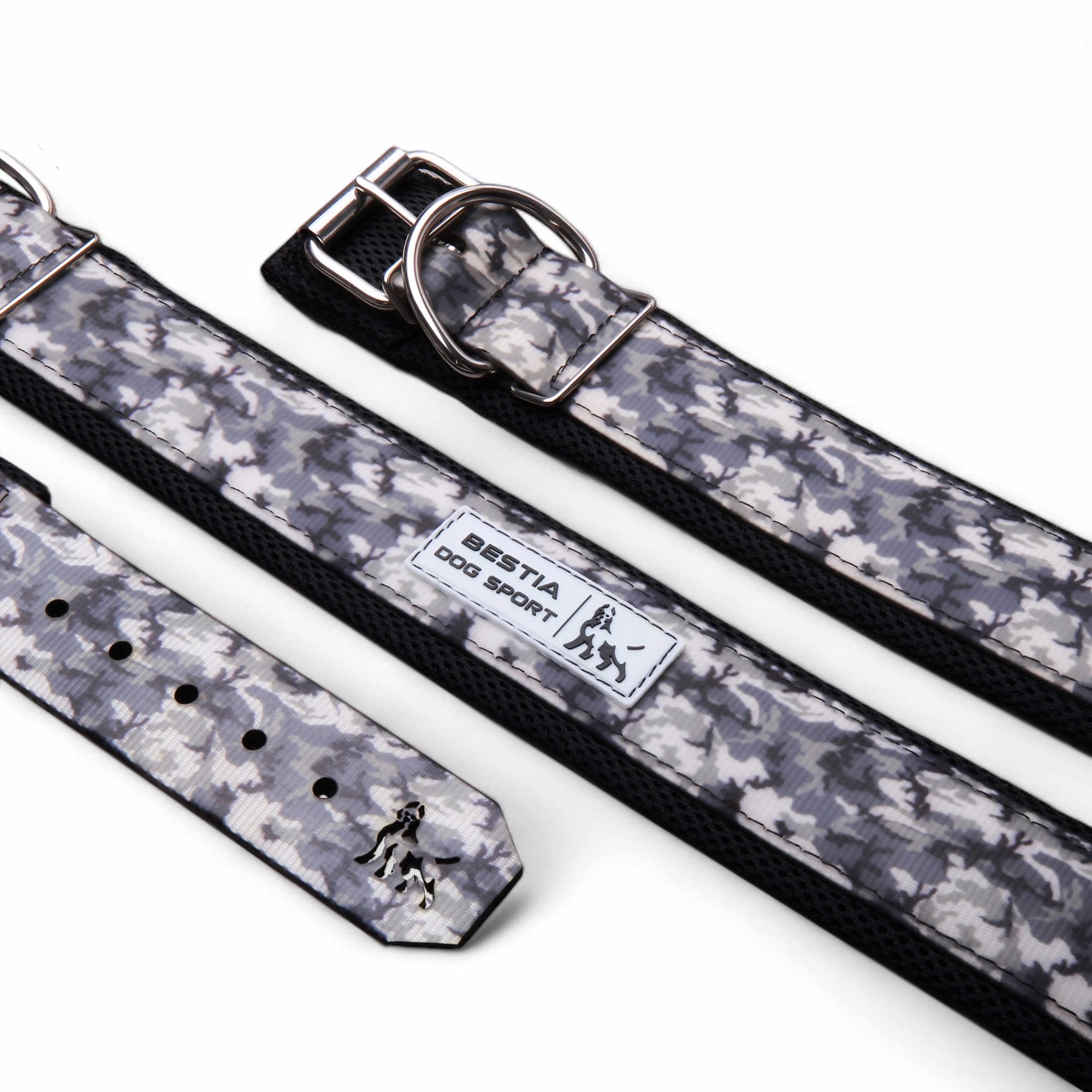 BESTIA DOG SPORT COLLAR GREY CAMO