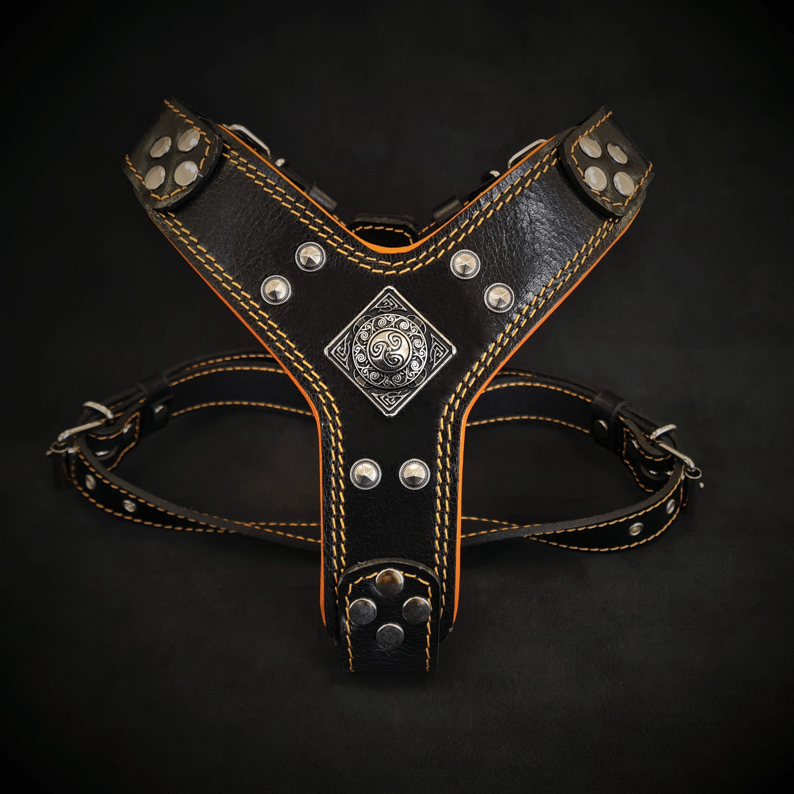 The ''Eros'' harness Black & Orange Small to Medium Size