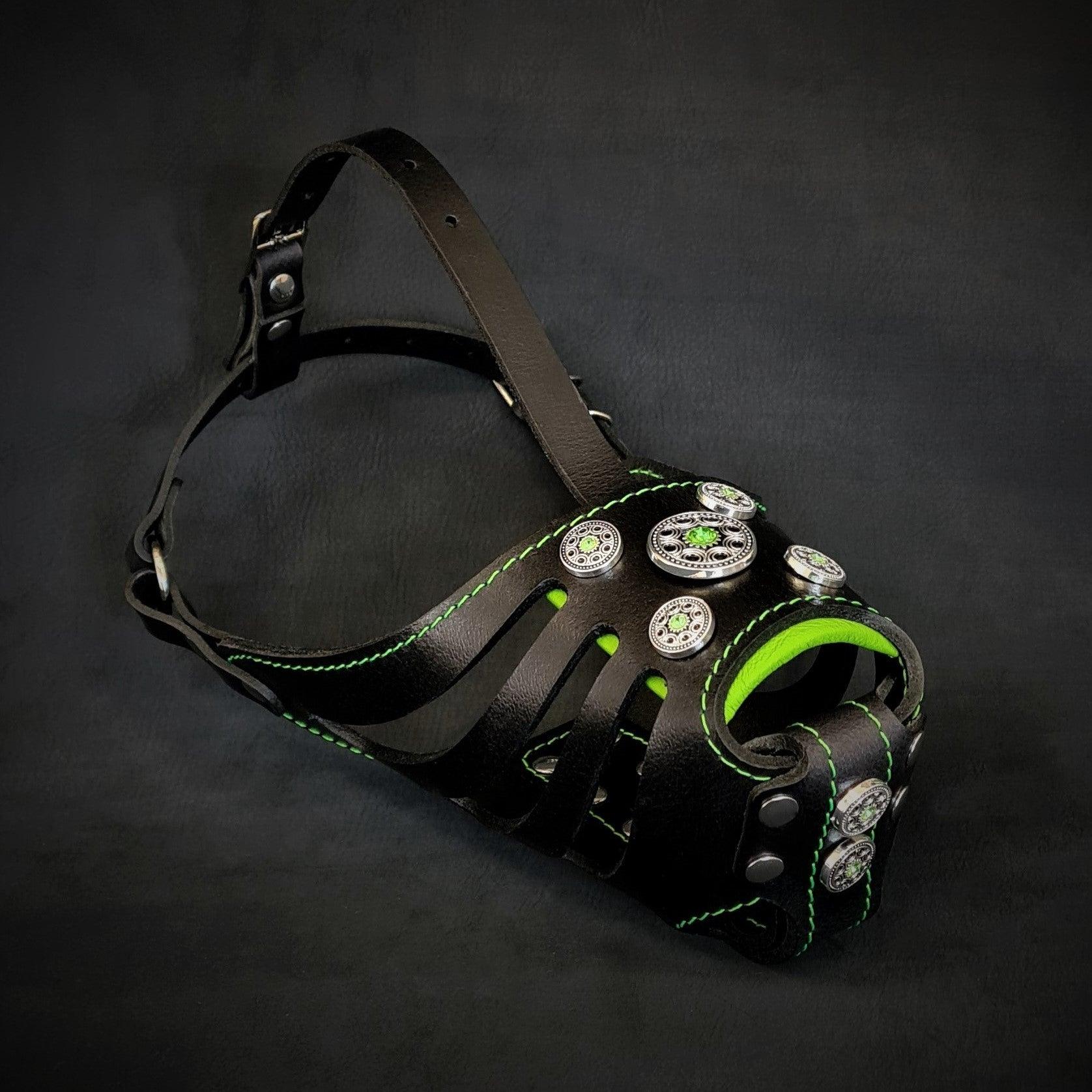 The ''Bijou'' Basket Muzzle Black & Green