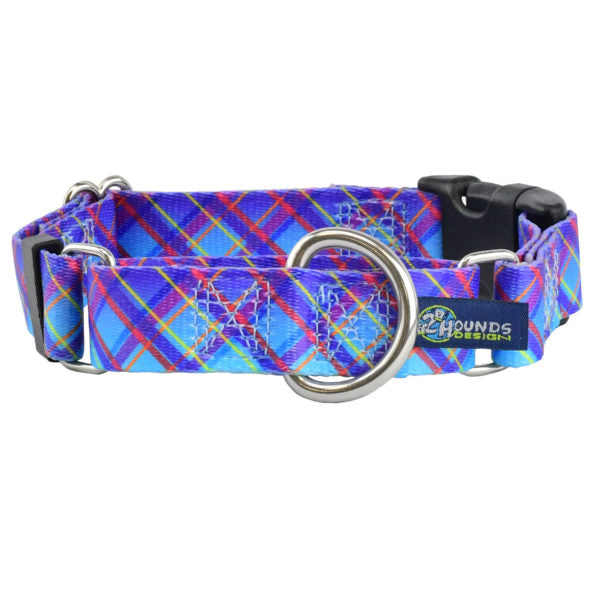 Twilight Glow Blue Plaid Buckle Martingale Dog Collar – EarthStyle