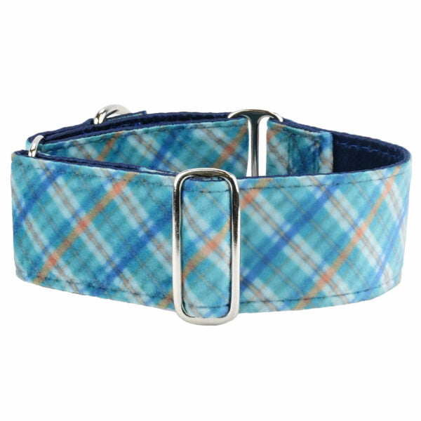 Blue Plaid Elite Velvet Dog Collar