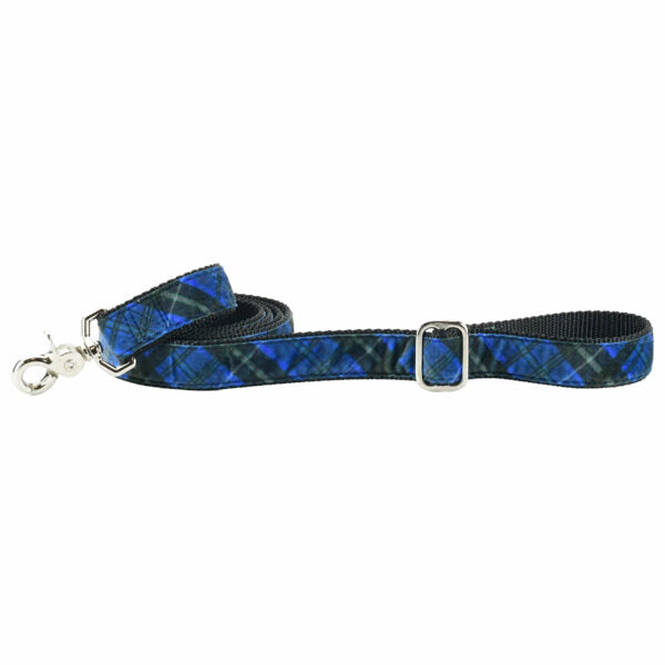 Midnight Winter Plaid Velvet Dog Leash