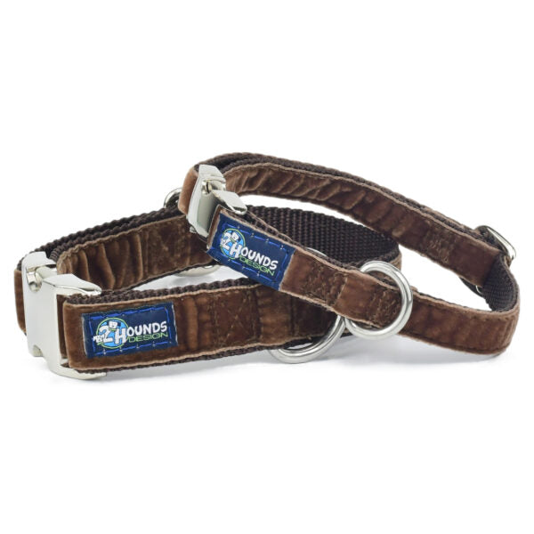 Brown Velvet Essential Martingale Dog Collar