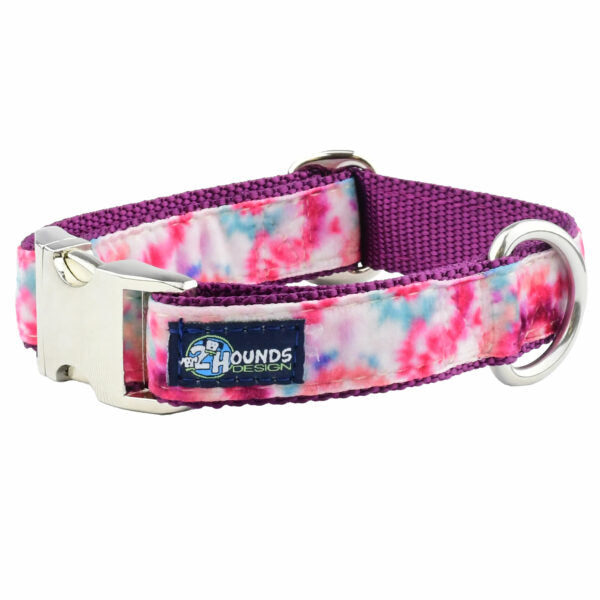 Pink Tie-Dye Velvet Essential Martingale Dog Collar