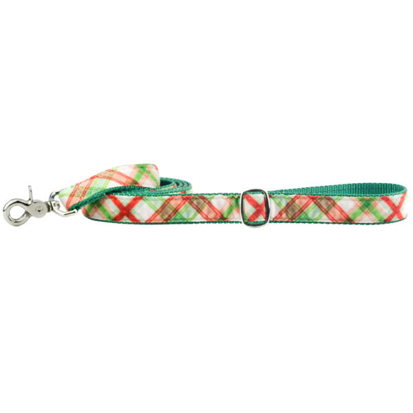 Christmas Plaid Cream Velvet Dog Leash (1″ Only)