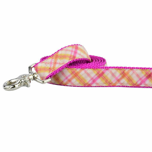 Pink Plaid Velvet Dog Leash