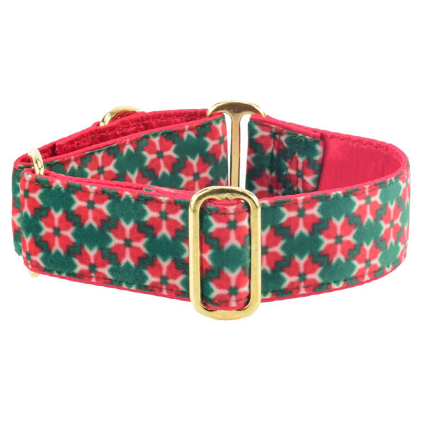 Poinsettia Elite Velvet Dog Collar