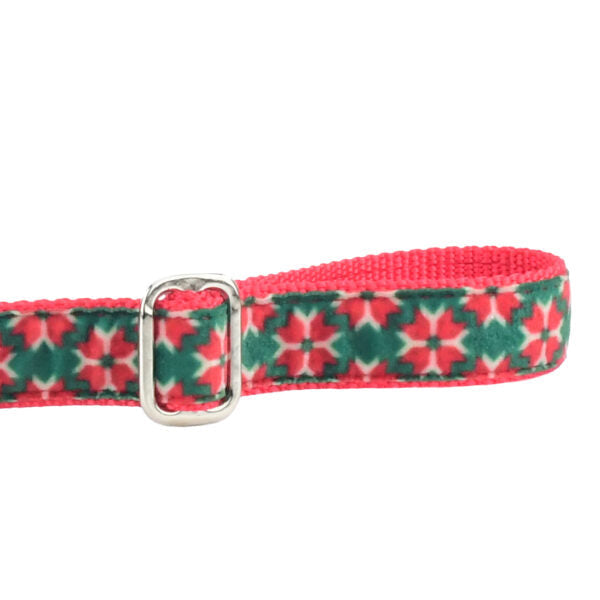 Poinsettia Holiday Velvet Dog Leash (1″ Only)