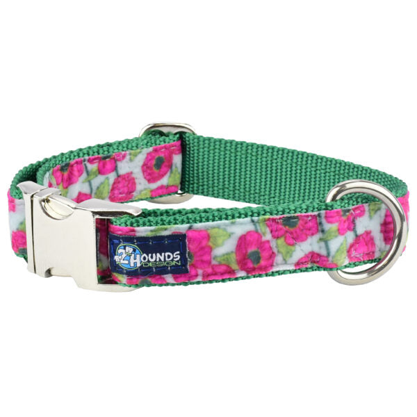 Bold Poppies Velvet Essential Martingale Dog Collar