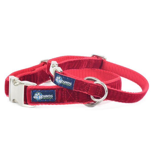 Red Velvet Essential Buckle Martingale Dog Collar