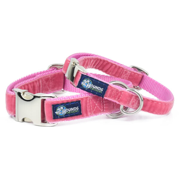 Rose Pink Velvet Essential Martingale Dog Collar