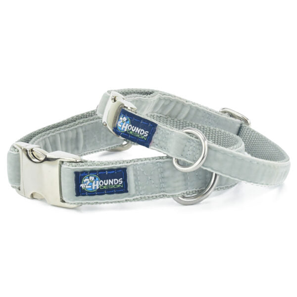 Silver Velvet Essential Buckle Martingale Dog Collar