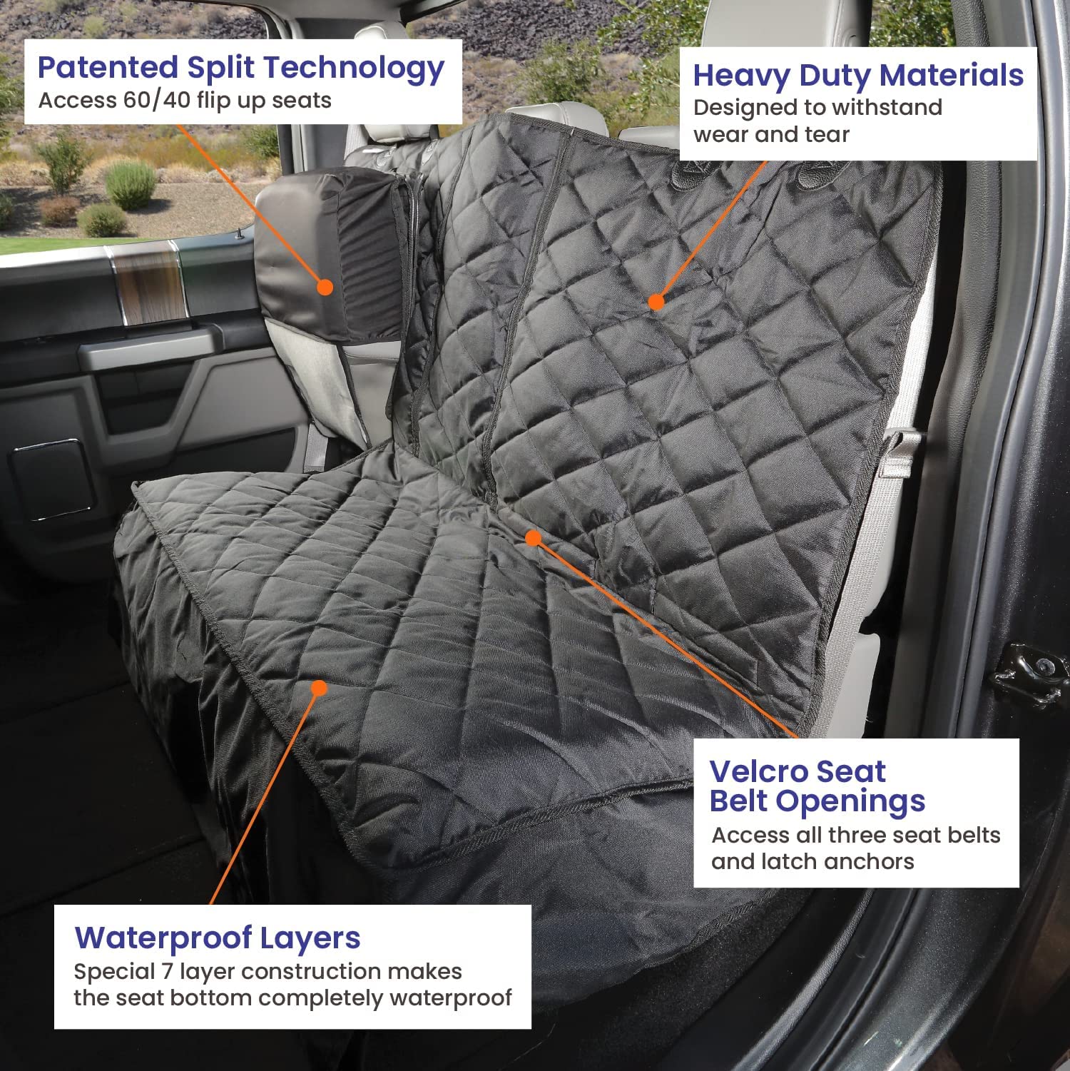 Crew Cab Truck Seat Cover with Hammock for Fold Up Seats