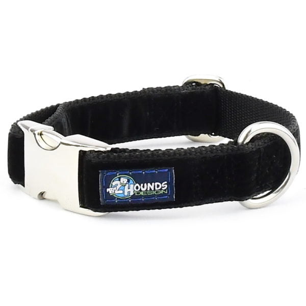 Black Velvet Essential Buckle Martingale Dog Collar