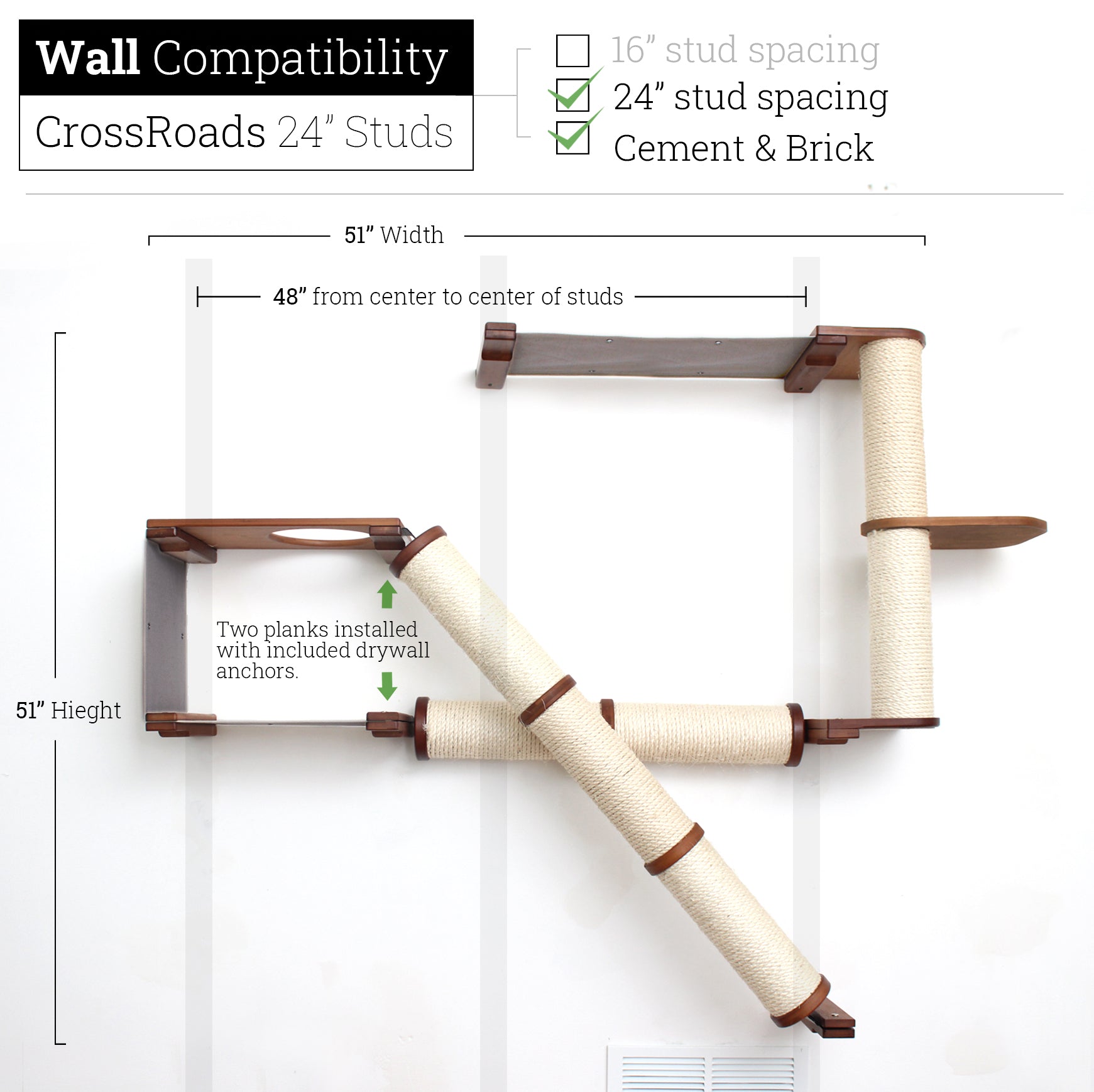 The Crossroads Wall Cat Scratcher - Cat Tree Condo - by Catastrophic Creations