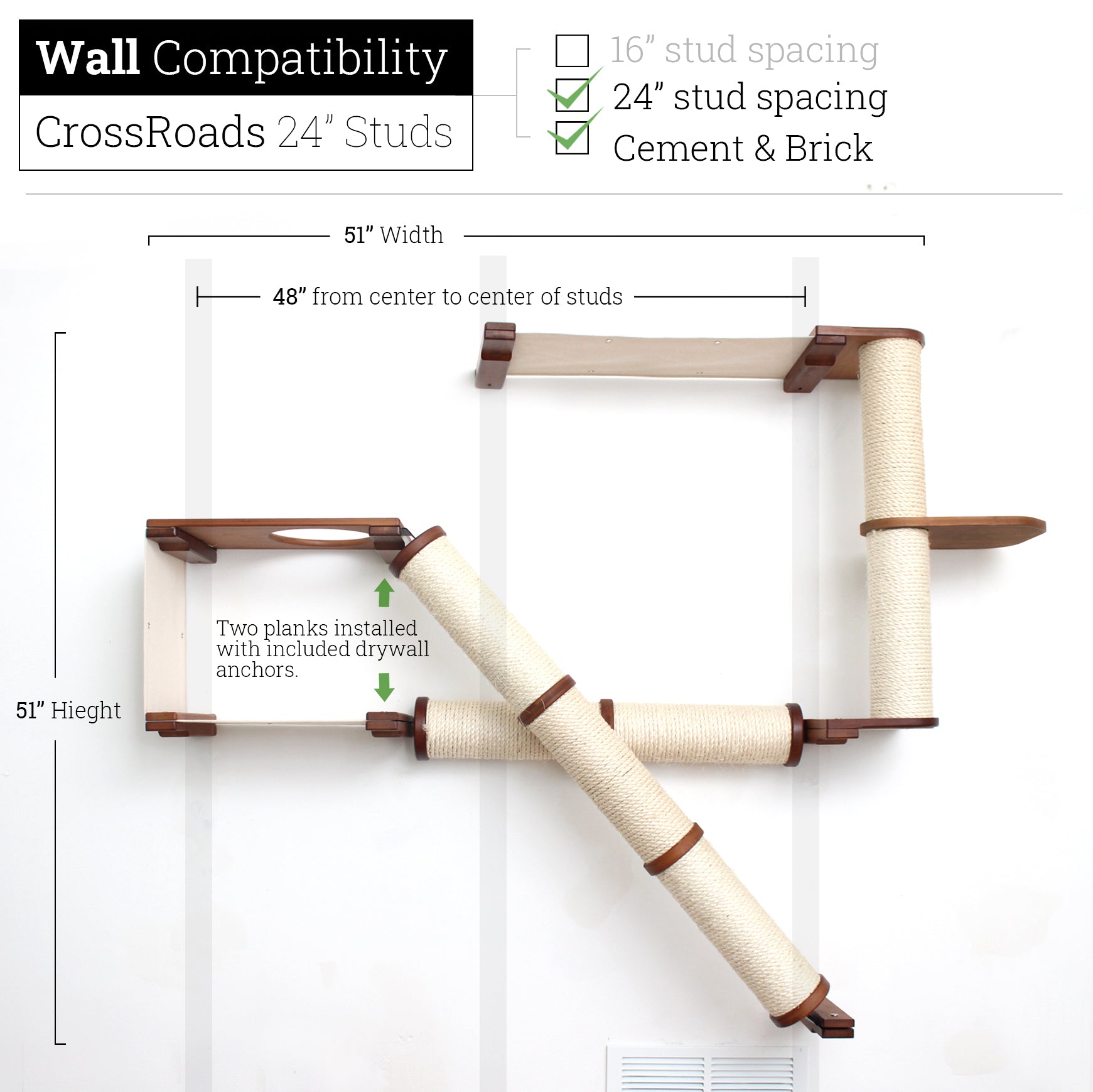 The Crossroads Wall Cat Scratcher - Cat Tree Condo - by Catastrophic Creations