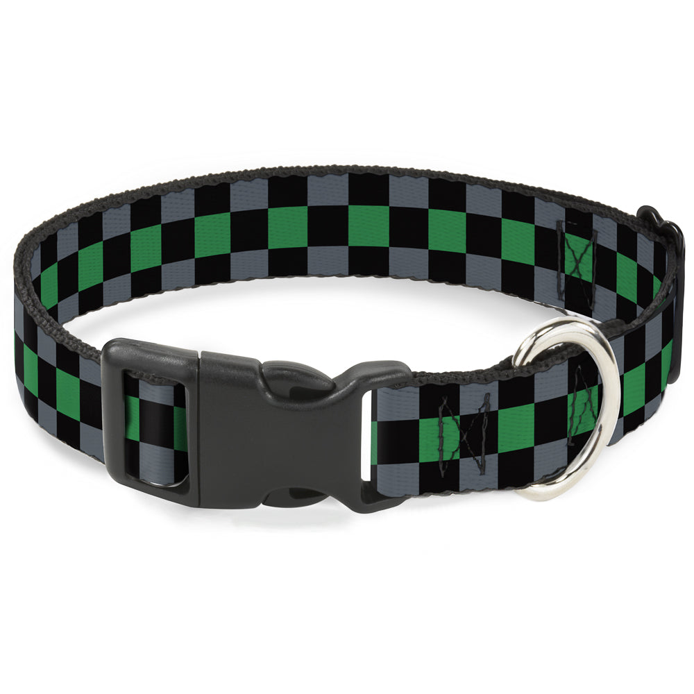 Plastic Clip Collar - Checker Black/Gray/1 Green