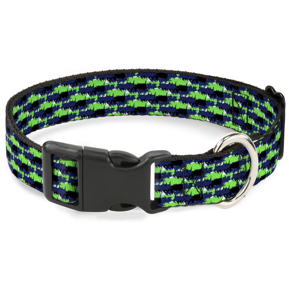 Plastic Clip Collar - Abstract Scribble Black/Blue/Neon Green