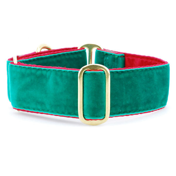 Holiday Velvet – Green/Red Martingale Dog Collar