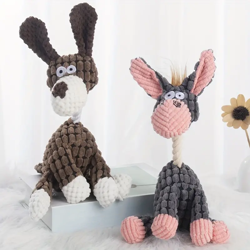 Interactive Plush Chew Toy - Donkey & Dog Styles