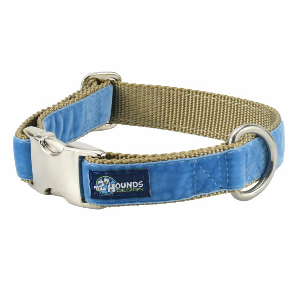 Dusty Blue Velvet Essential Martingale Dog Collar