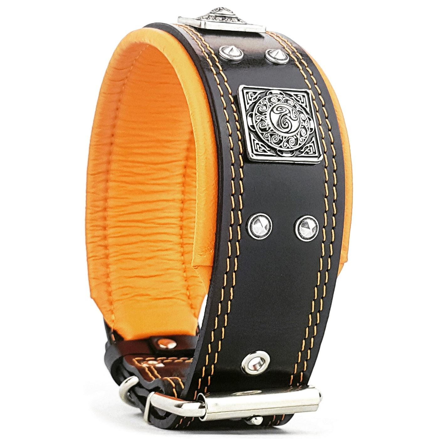 The "Eros" collar 2.5 inch wide black & orange