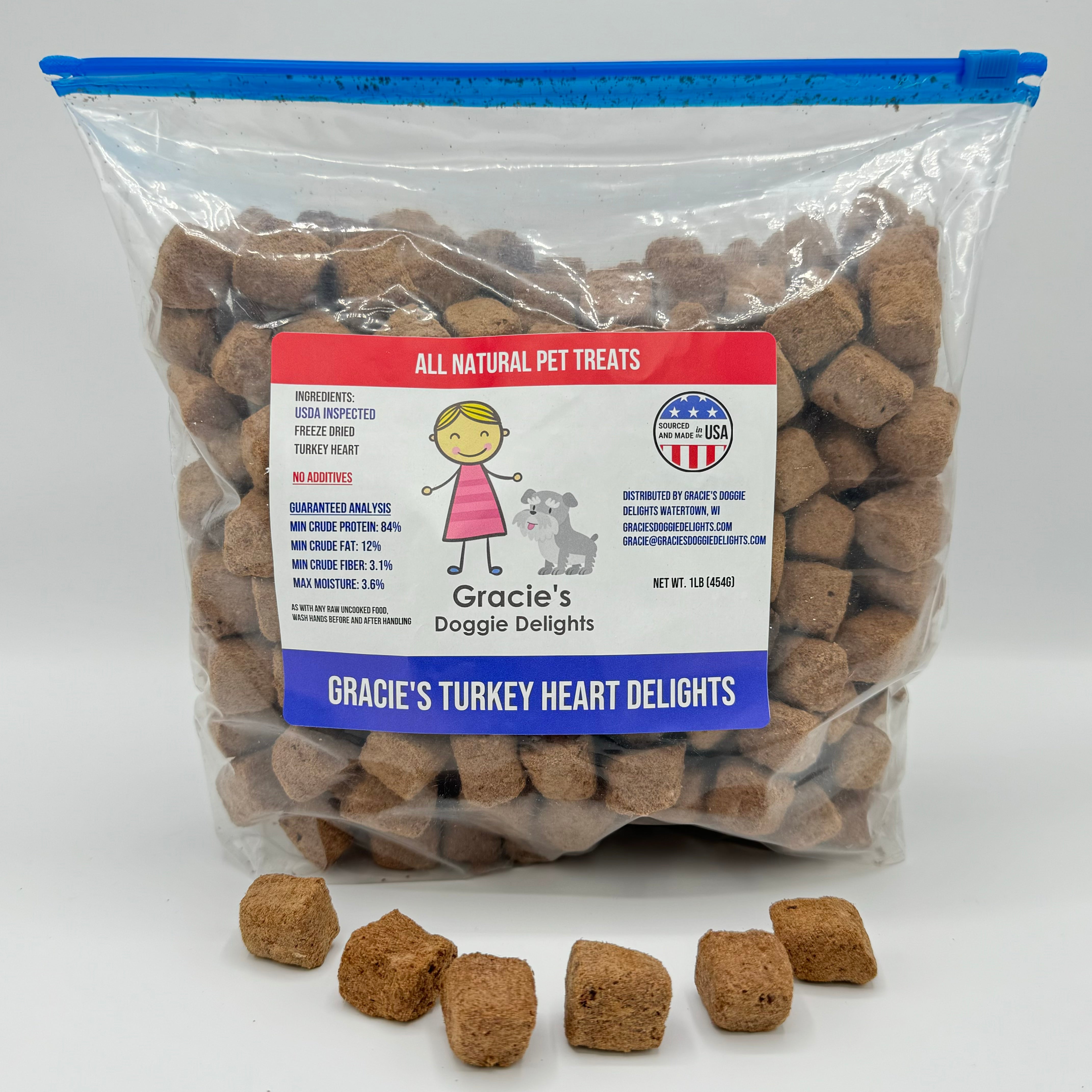 Gracie's Turkey Heart Delights Freeze Dried Dog Treats