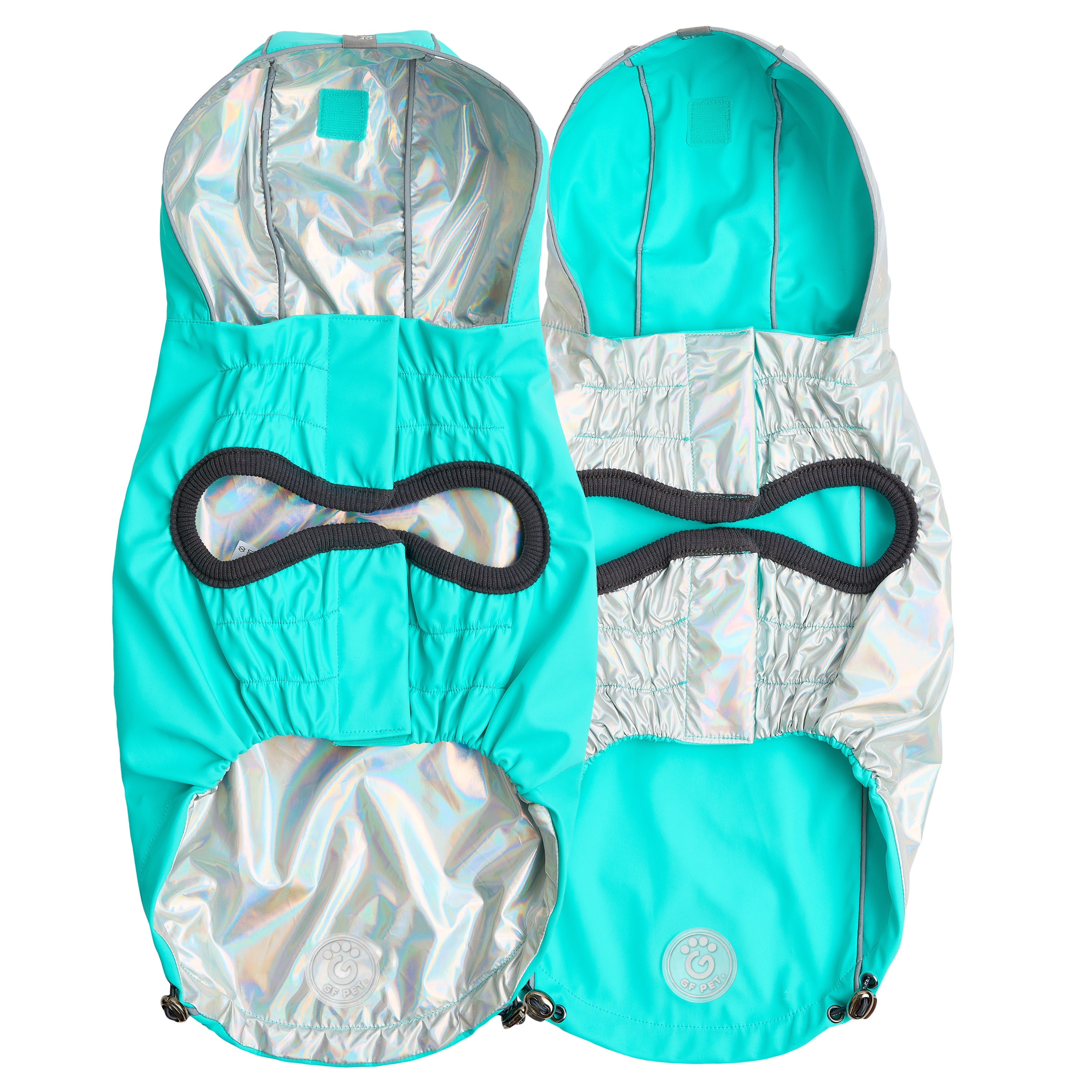 Reversible Raincoat - Neon Aqua with Iridescent