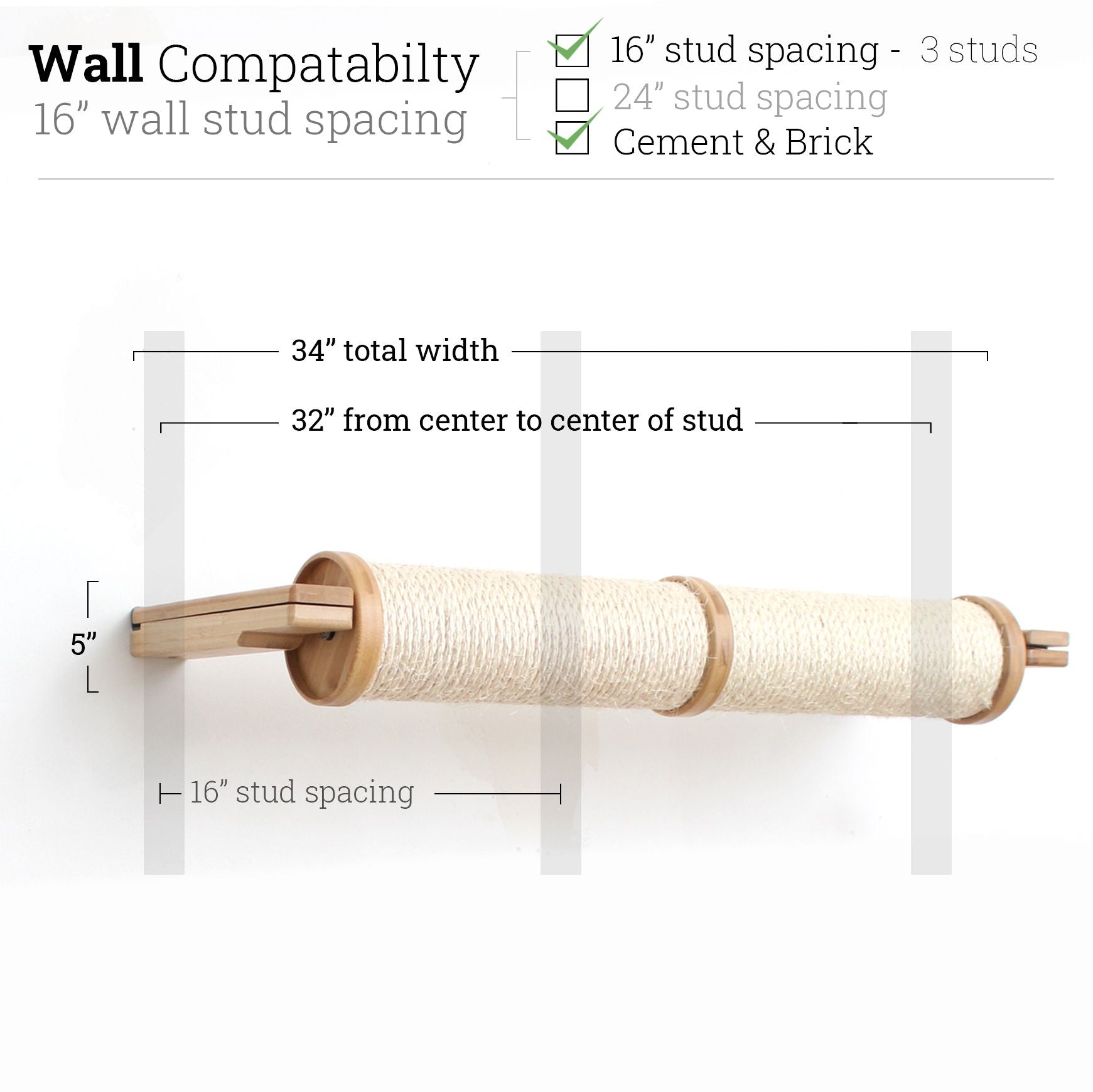 Horizontal Scratching Post (Cat Wall Scratcher) - by Catastrophic Creations