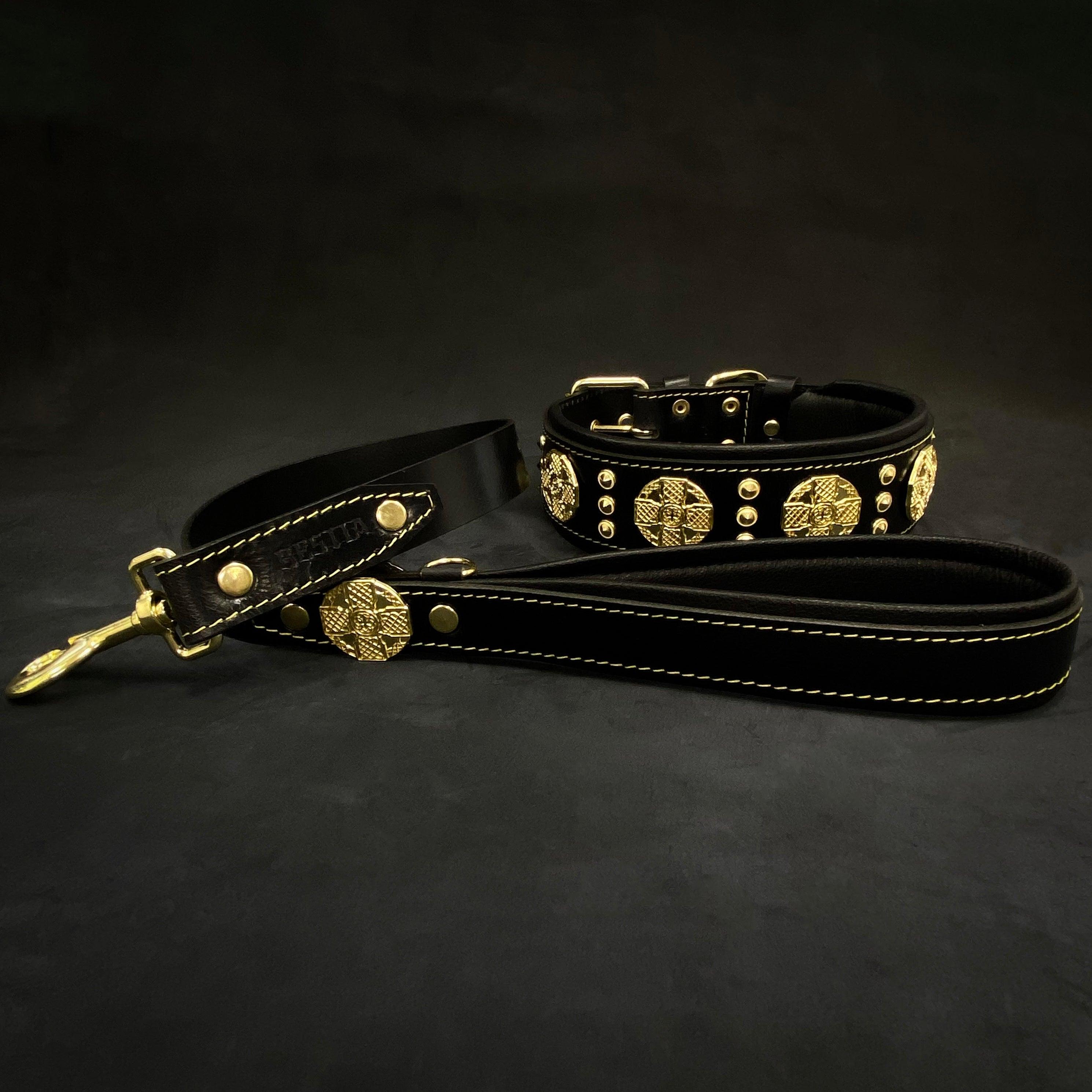 The "Maximus" collar 2.5 inch wide black & gold