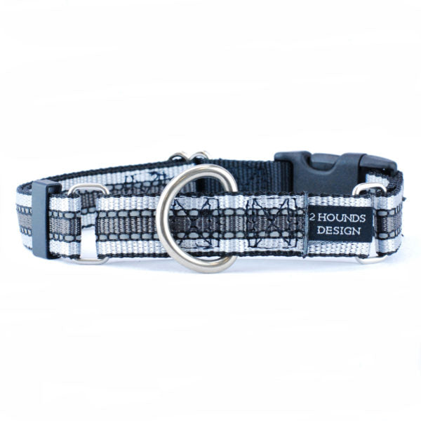 5/8″ and 1″ Reflective Black Nylon Buckle Martingale Dog Collar