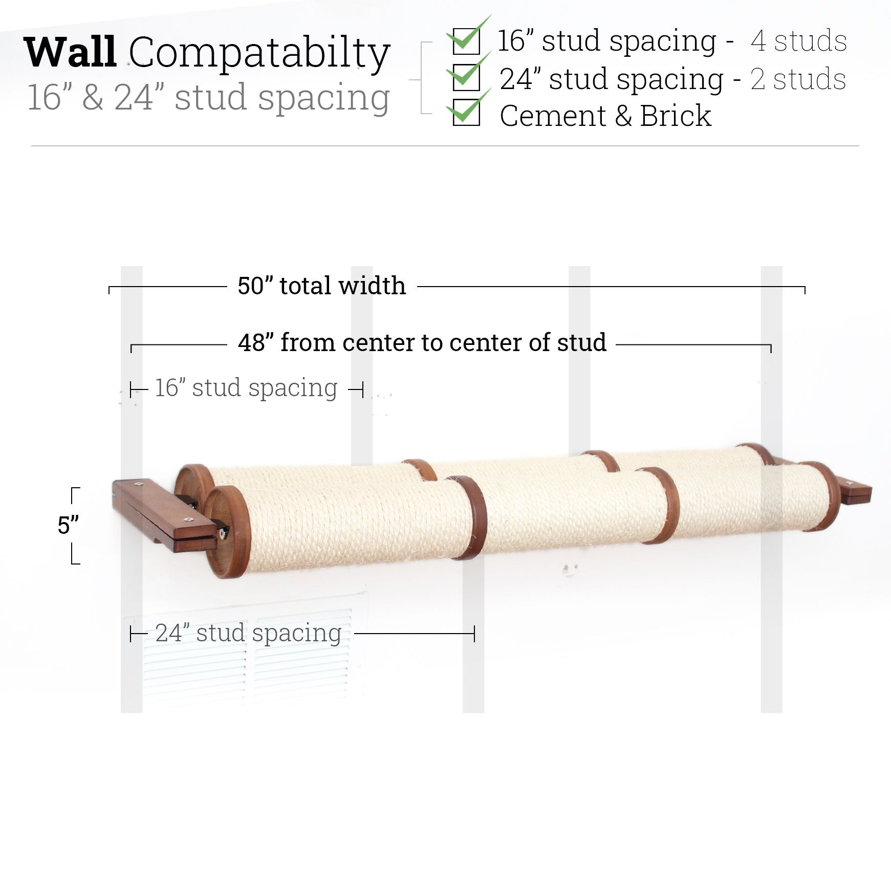 Horizontal Scratching Post (Cat Wall Scratcher) - by Catastrophic Creations