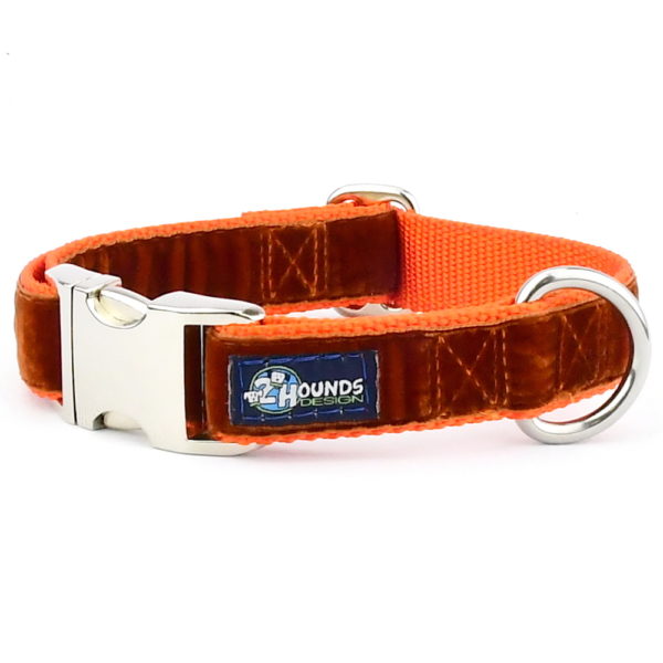 Rust Velvet Essential Buckle Martingale Dog Collar (1″ Only)