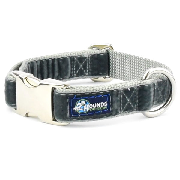 Smoke Gray Velvet Essential Martingale Dog Collar