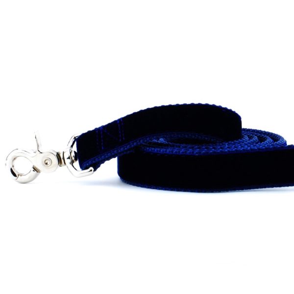 Navy Velvet Dog Leash