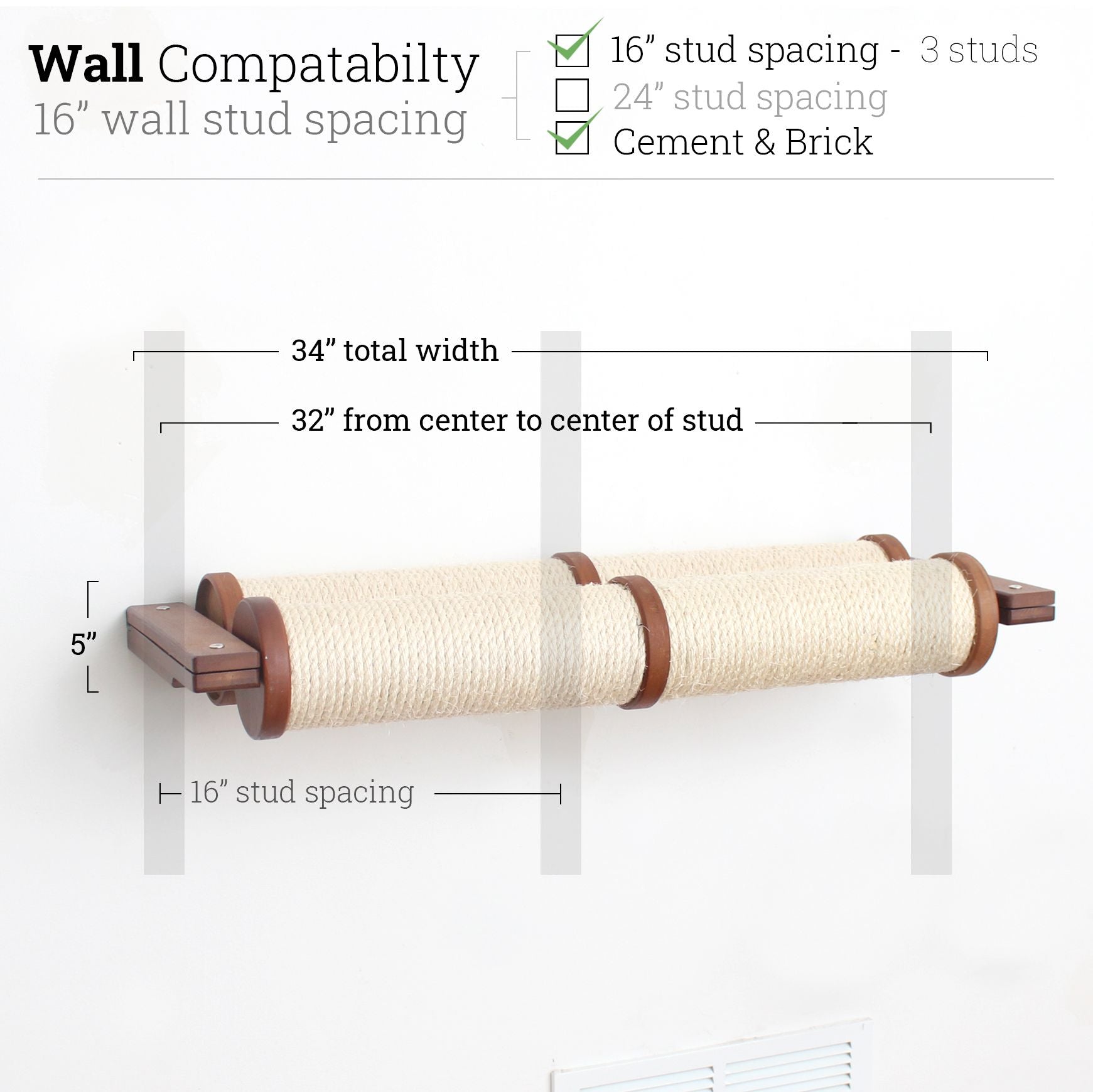 Horizontal Scratching Post (Cat Wall Scratcher) - by Catastrophic Creations