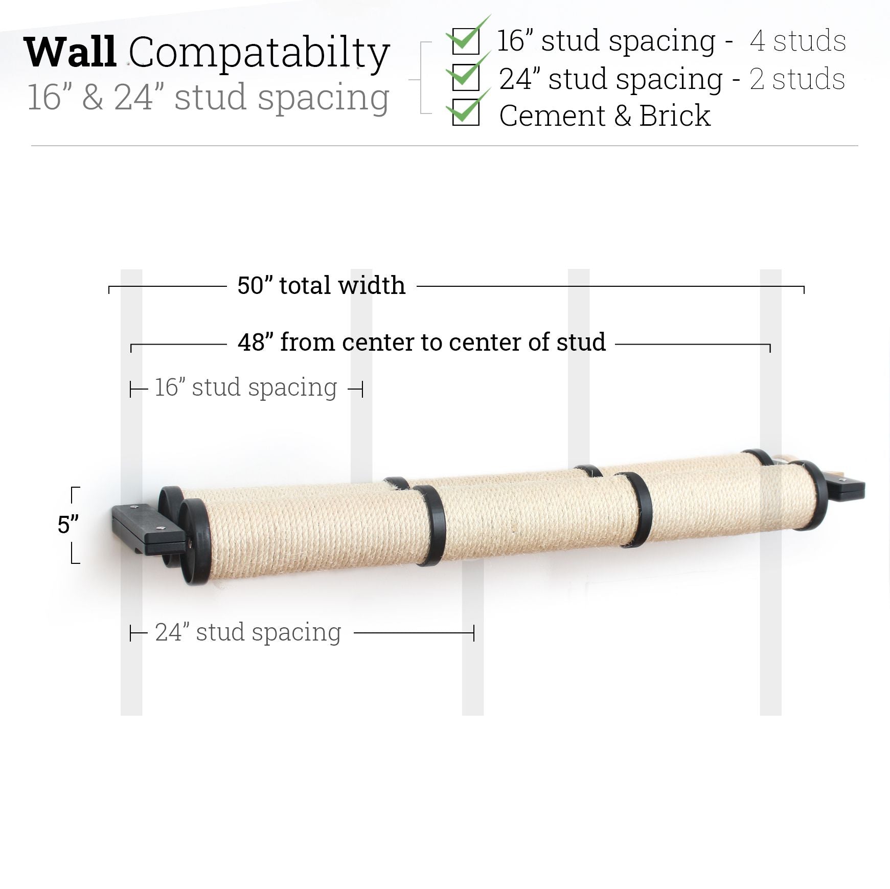 Horizontal Scratching Post (Cat Wall Scratcher) - by Catastrophic Creations