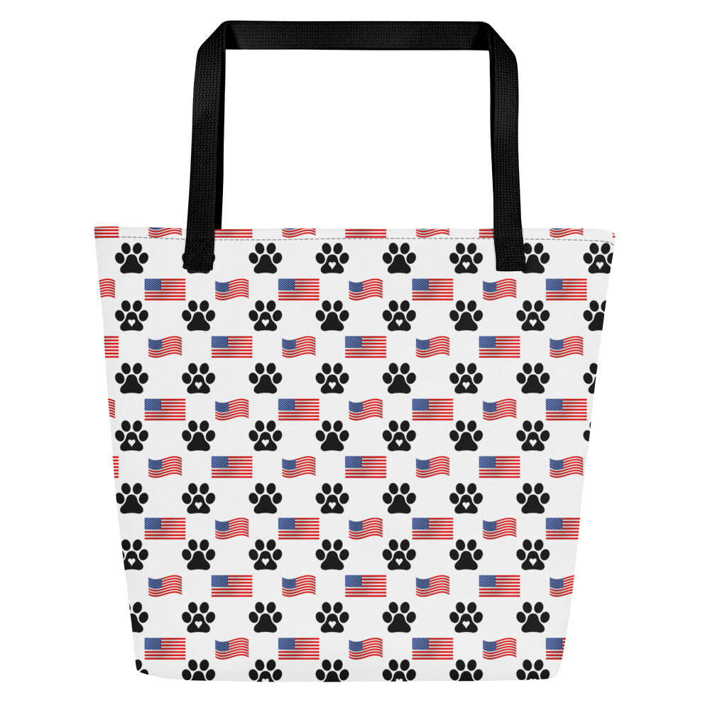 Flags N' Paws Large Tote Bag