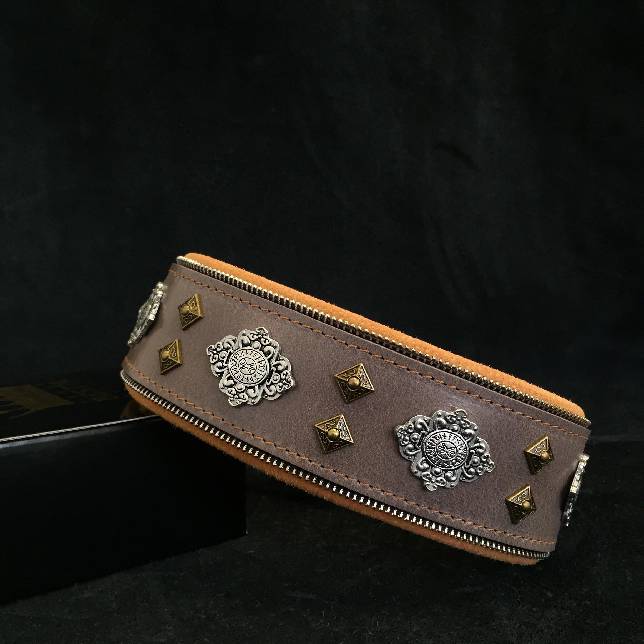 "Aztec" grey dog collar