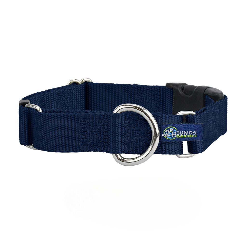 5/8″ and 1″ Navy Blue Nylon Buckle Martingale Dog Collar