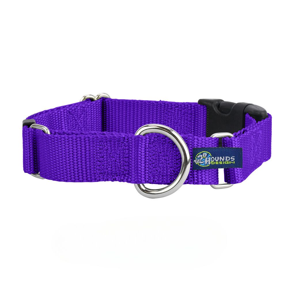 5/8″ and 1″ Purple Nylon Buckle Martingale Dog Collar