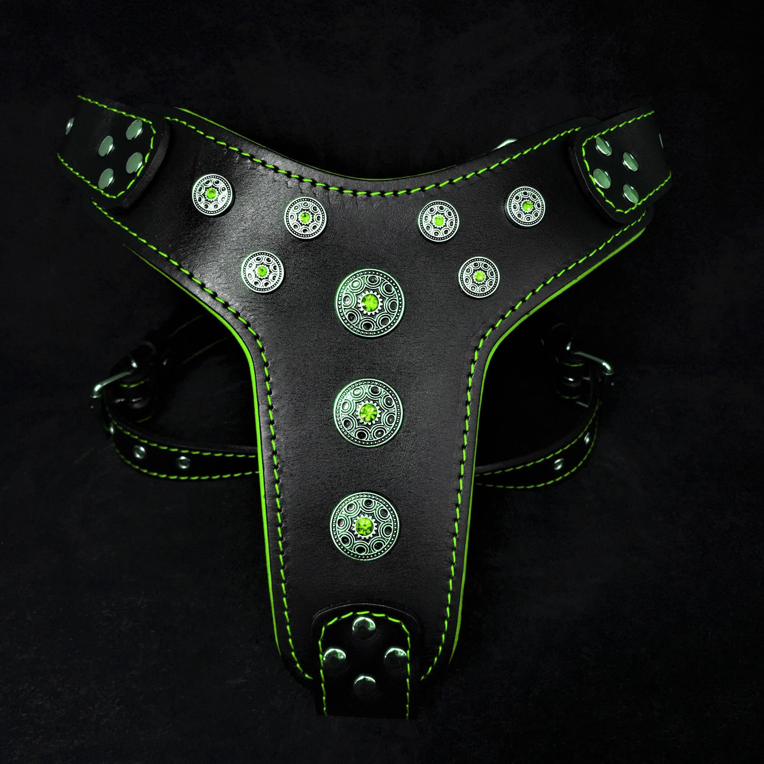 ''Bijou'' harness Black & Green for big dogs