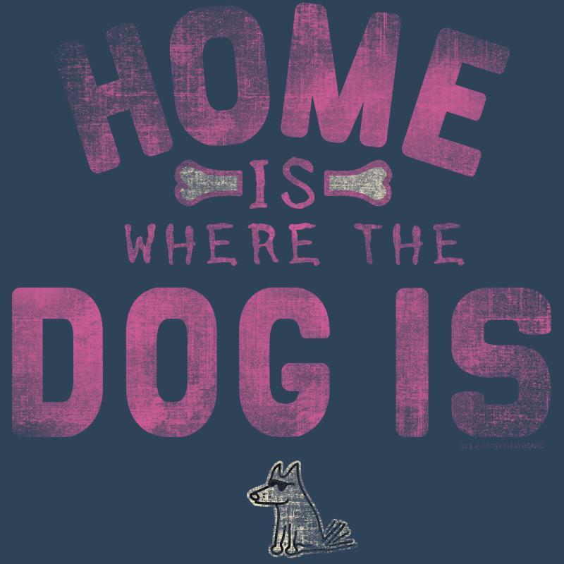 Home is Where the Dog Is (Pink Text) - Ladies T-Shirt V-Neck