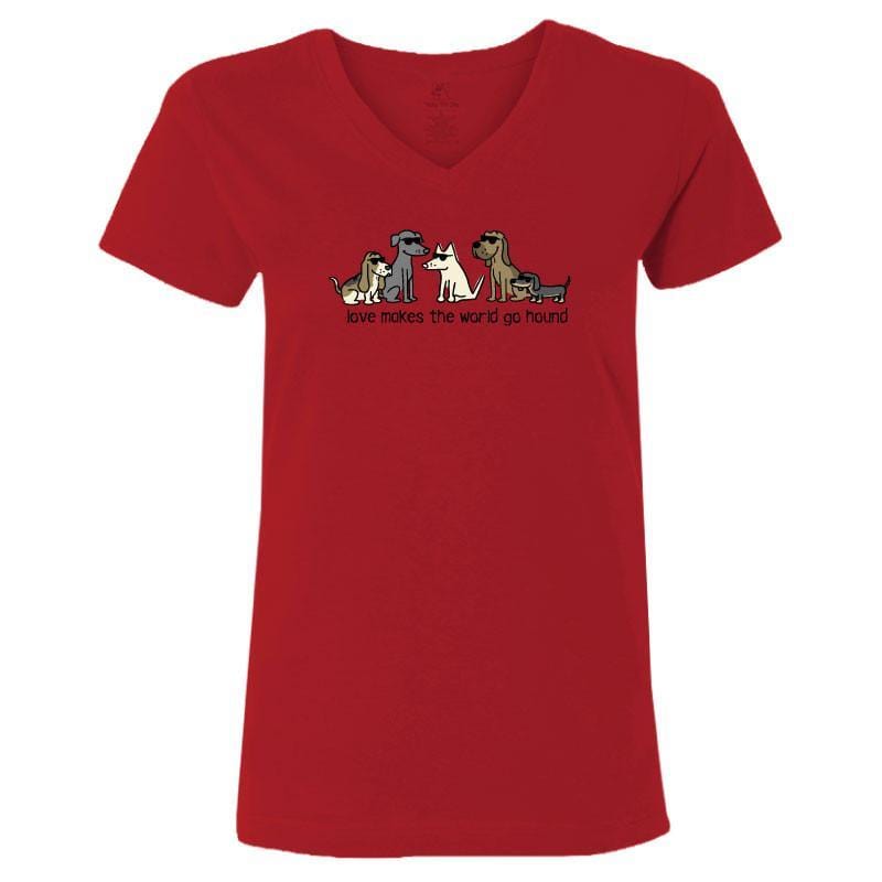 Love Makes The World Go Hound - Ladies T-Shirt V-Neck