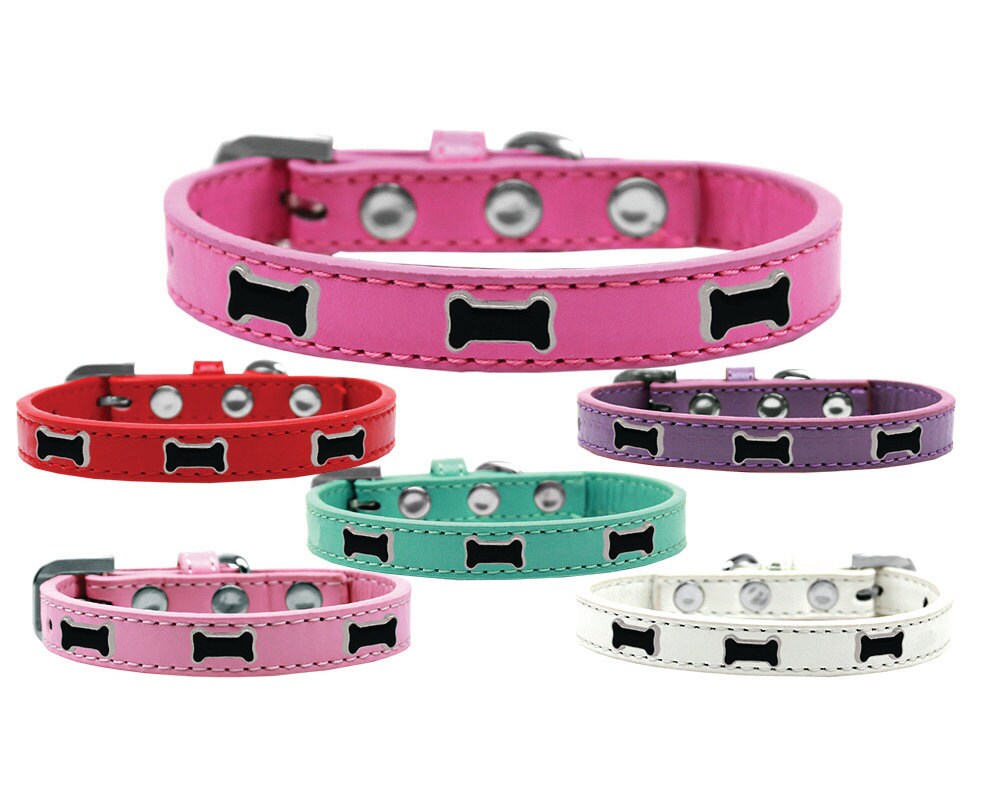 Dog, Puppy & Pet Widget Fashion  Collar, "Black Bone"