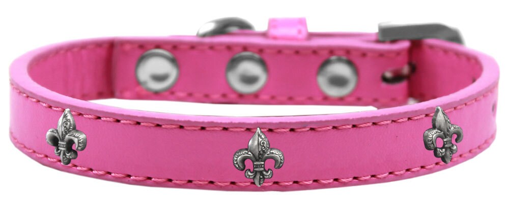 Dog, Puppy & Pet Widget Fashion Collar, "Silver Fleur De Lis"