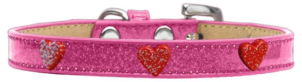 Dog, Puppy & Pet Widget Ice Cream Collar, "Red Glitter Heart"