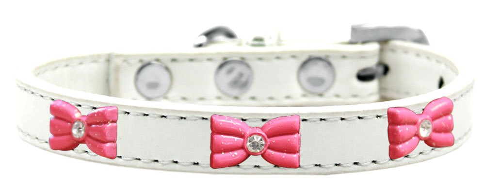 Dog, Puppy & Pet Widget Fashion Collar, "Pink Glitter Bow"