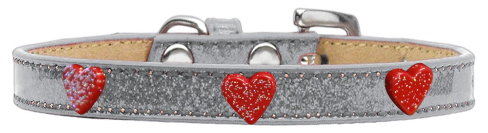 Dog, Puppy & Pet Widget Ice Cream Collar, "Red Glitter Heart"